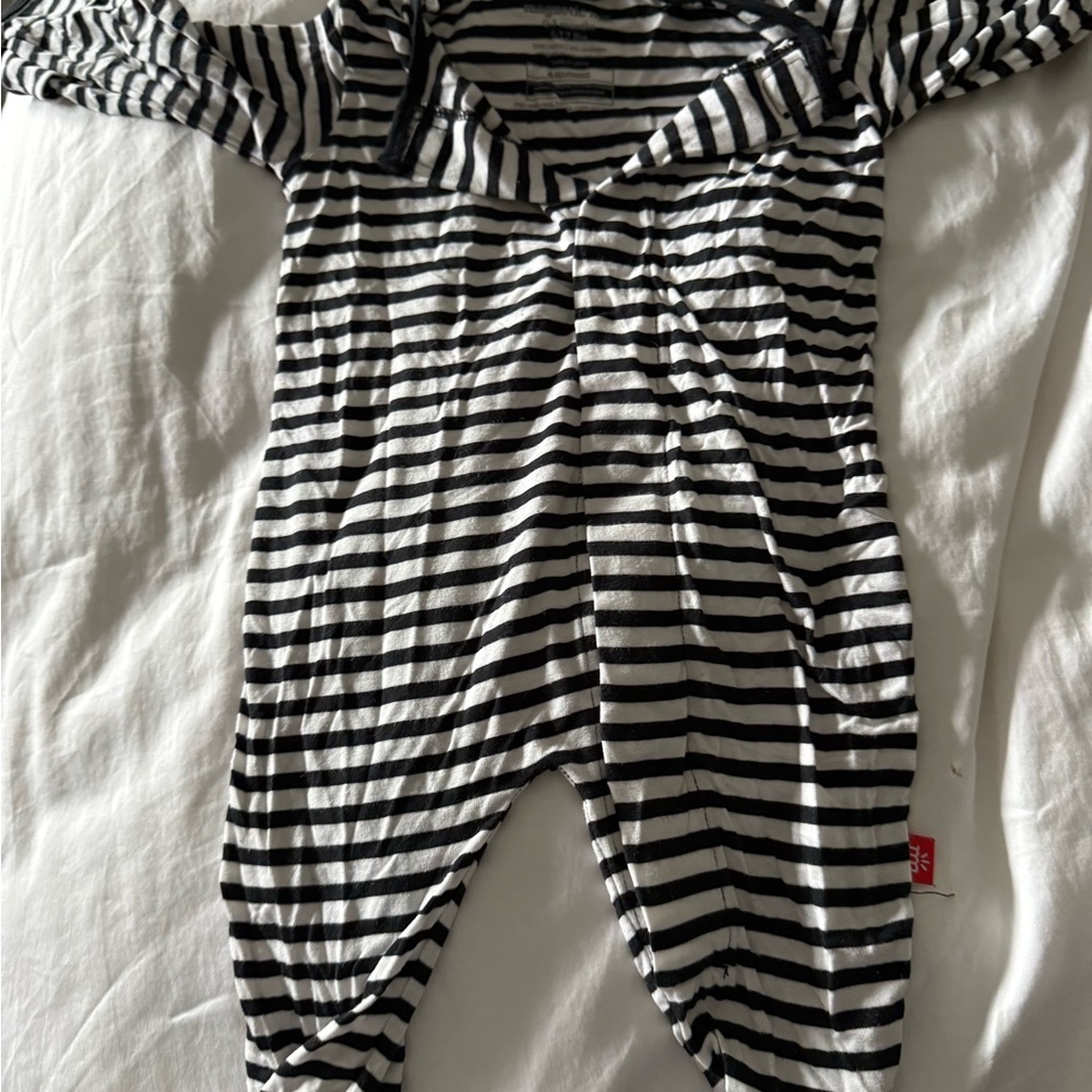 Magnetic Me Black and White Striped Footie
